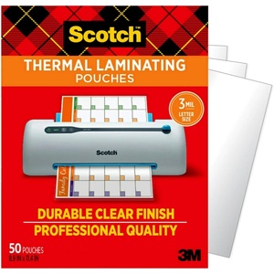 Scotch Thermal Laminating Pouches, 50 Pack Laminating Sheets, 3 Mil, 8.9 x 11.4 Inches, Education Supplies & Craft Supplies, for Use with Thermal Laminators, Letter Size Sheets(250 Pack)