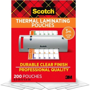 Scotch Thermal Laminating Pouches, for Use with Thermal Laminators, 8.9 x 11.4 Inches, Letter Size Sheets, 100-Pack(200-Pack)