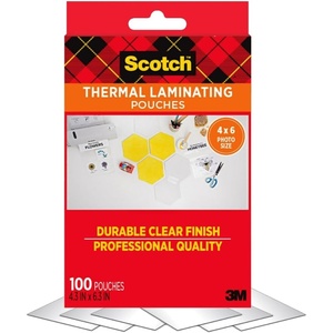 Scotch Thermal Pouches Business Card, 2.3 in x 3.70 in (59 mm x 94 mm), 100 Pack(100-Pouches)