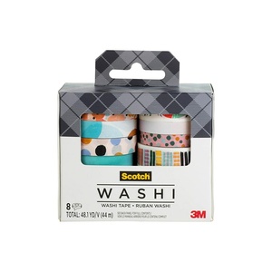 Scotch Washi Tape, Abstract Modern Design, 8 Rolls, Great for Bullet Journaling, Scrapbooking and DIY Décor (C1017-8-P19)(Abstract)
