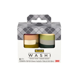 Scotch Washi Tape, Abstract Modern Design, 8 Rolls, Great for Bullet Journaling, Scrapbooking and DIY Décor (C1017-8-P19)(Solid Earth)