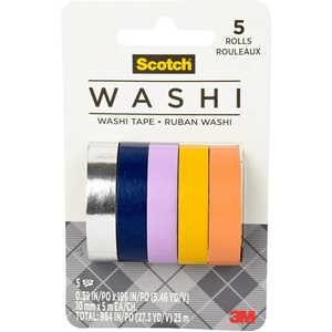 Scotch Washi Tape, Athleisure Design, 5 Rolls, Great for Bullet Journaling, Scrapbooking and DIY Décor (C1017-5-P3)