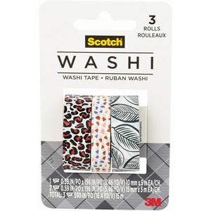 Scotch Washi Tape, Jungle, 3 Rolls, Assorted Sizes, Great for Bullet Journaling, Scrapbooking and DIY Décor (C1017-3-P37)