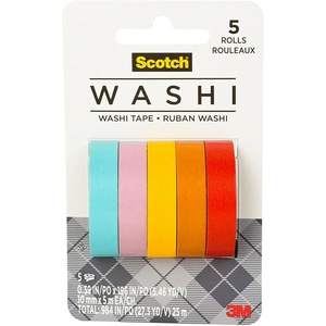 Scotch Washi Tape, Summer Design, 5 Rolls, Great for Bullet Journaling, Scrapbooking and DIY Décor (C1017-5-P4)
