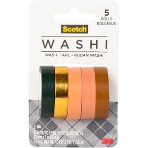 Scotch Washi Tape, Sunset Design, 5 Rolls, Great for Bullet Journaling, Scrapbooking and DIY Décor (C1017-5-P5)