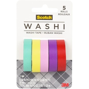 Scotch Washi Tape, Tropical Design, 5 Rolls, Great for Bullet Journaling, Scrapbooking and DIY Décor (C1017-5-P2)
