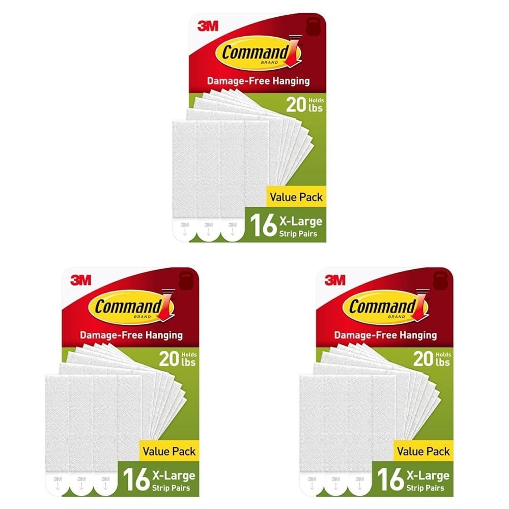 image:imageCommand 20 lb XLarge Picture Hanging Strips 16 Pairs White Command Strips Heavy Duty Picture Hanger3 Pack