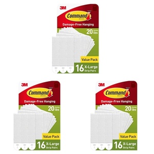 Command 20 lb X-Large Picture Hanging Strips, 16 Pairs White Command Strips Heavy Duty Picture Hanger(3 Pack)