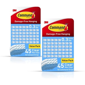 Command Clear Indoor Mini Light Clips Value Pack, 45 Clips, 54 Strips, Damage-Free String Light Hangers for Home, Room, Wall, Office, and Dorm Decor, Great for Cable Management, Holds up to 0.3 lb(90 Clips)